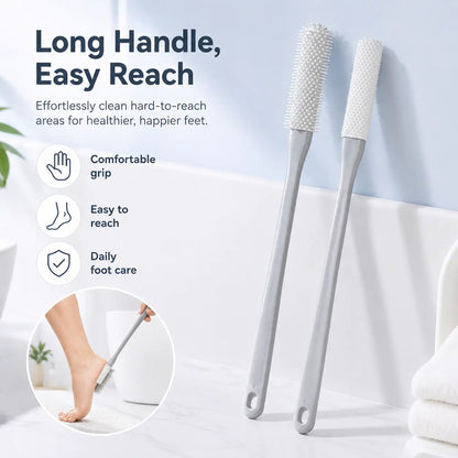 Long-Handle Silicone Soft Pedicure Tool, Shower Foot Cleaning Brush for Toe Gap Skin Cleansing🦶🚿