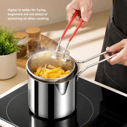 Stainless Steel Deep Fryer Set - 1-Person Mini Pot with Fry Pot, Filter Basket & Food Clip 🍳