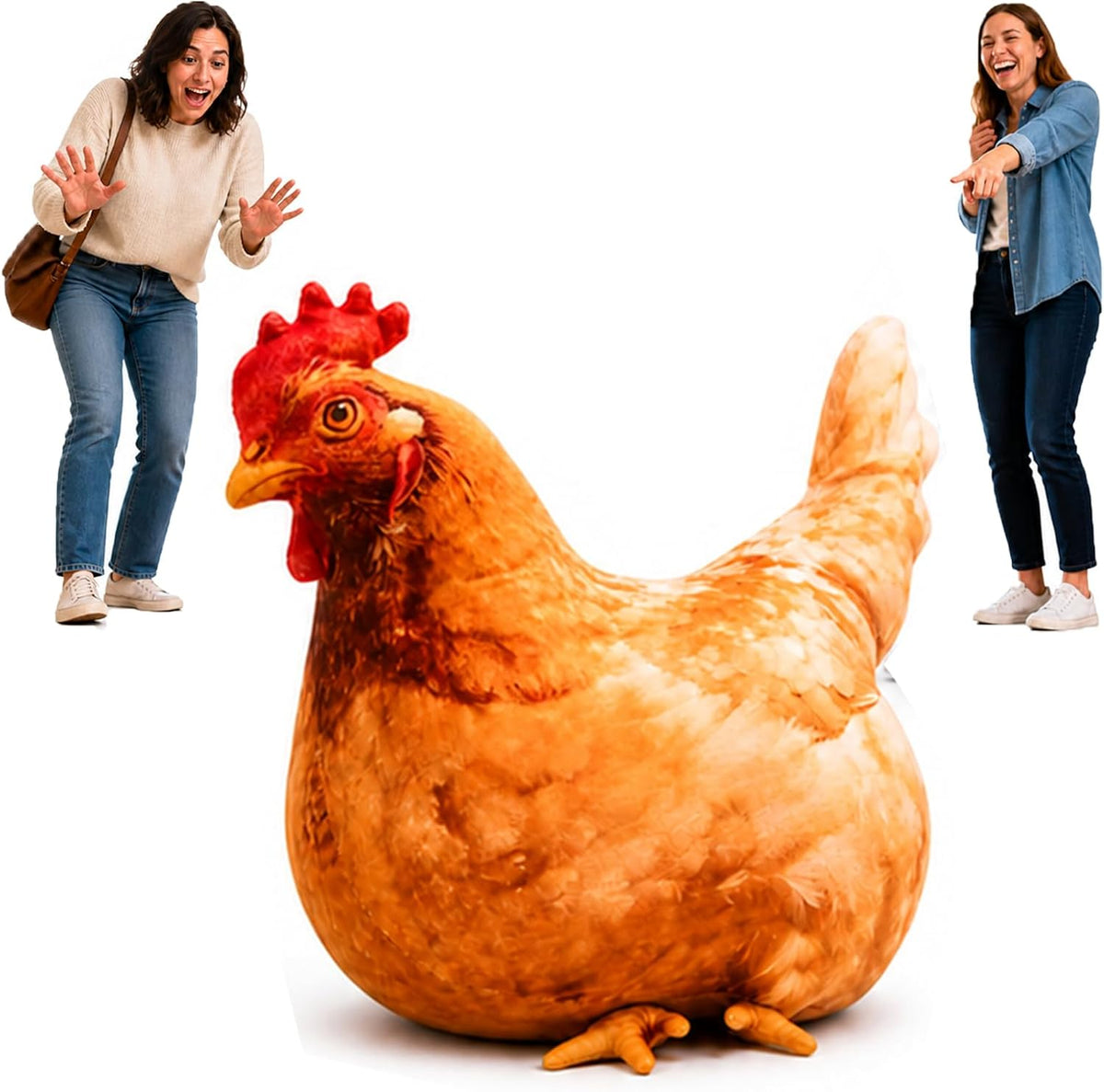 Chicken-Shaped Plush Pillow - Cute Hen Stuffed Animal, Realistic Look Home Decorative Cushion 🐔