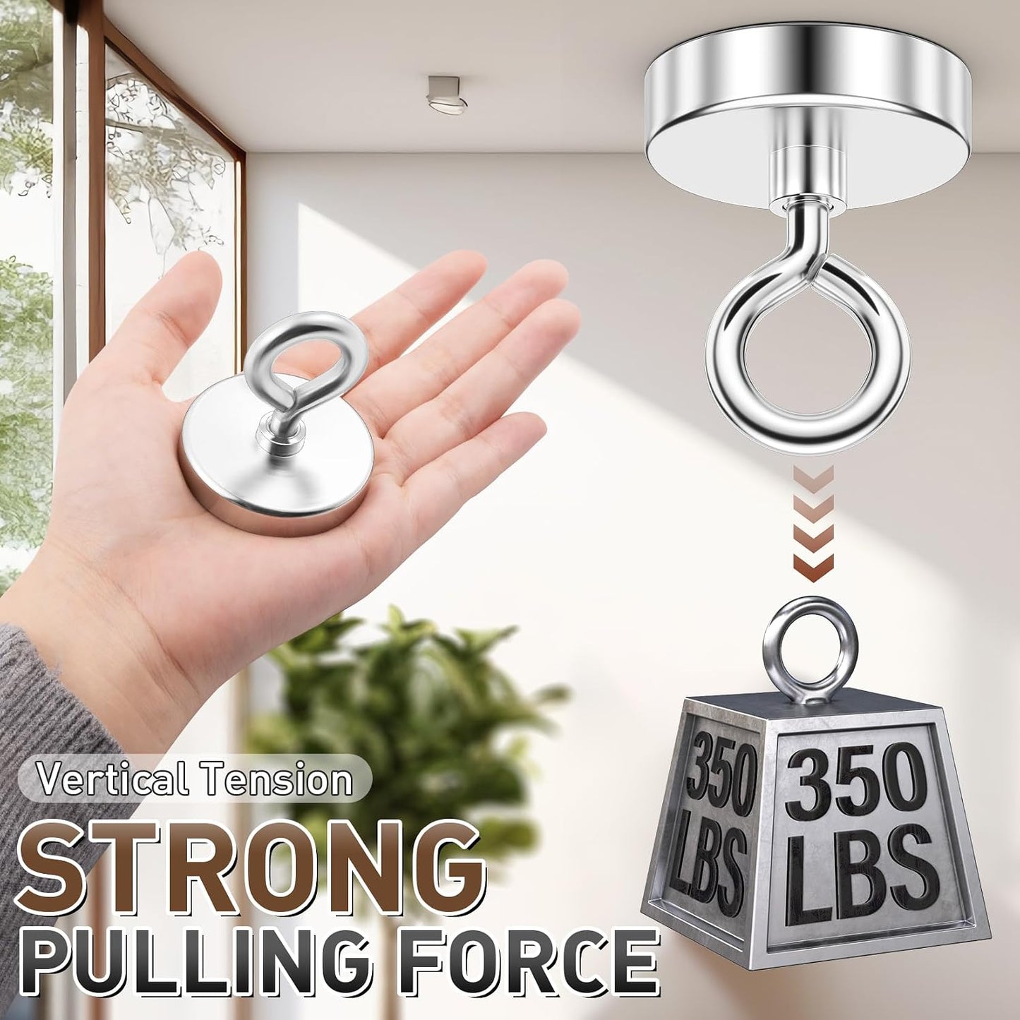 350 LBS Heavy Duty Fishing Magnet, Magnet with Countersunk Eyebolt🧲