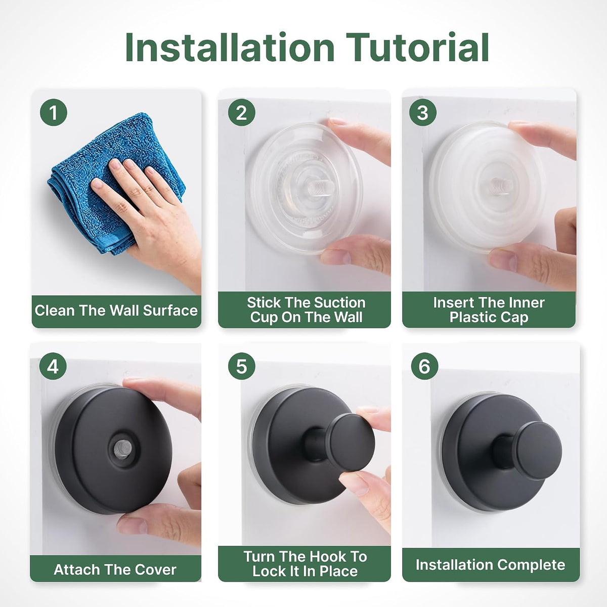 2 Pcs No Drilling Suction Cup Hooks with Replaceable Core 🪝