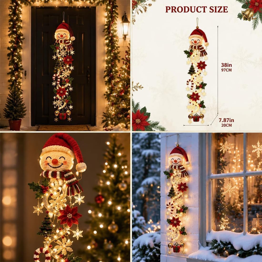 Glowing Christmas Door Hanger, Lighted Vertical Holiday Decor 🎄