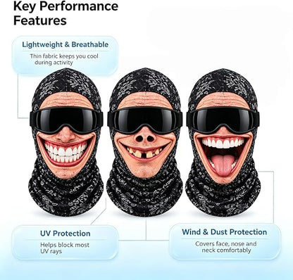 Realistic Face Balaclava – Funny Ski & Snowboard Mask for Cold Weather Adventures, Unisex Adult One Size (21-24") ⛷️