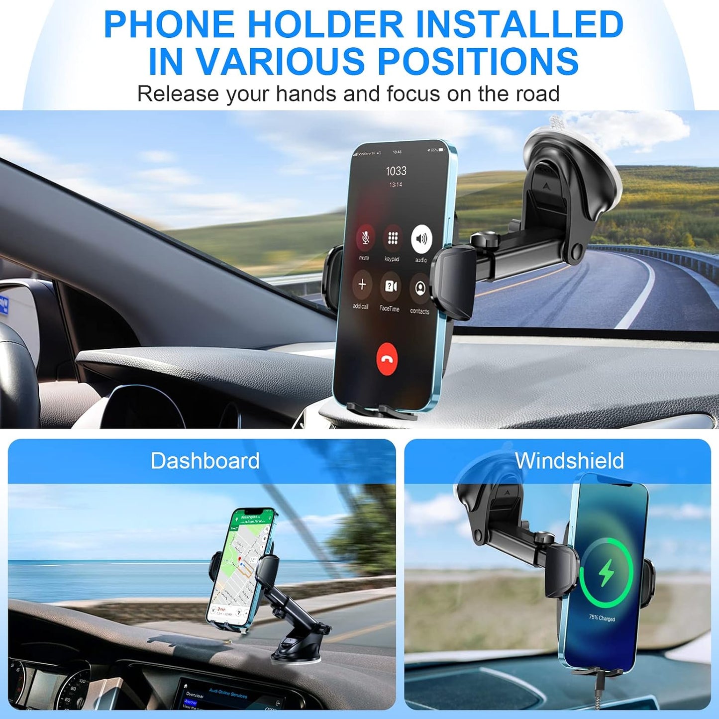 Car Phone Holder 2026 Ultimate Phone Holder for Your Car Windshield Dashboard Cell Phone Car Mount📱