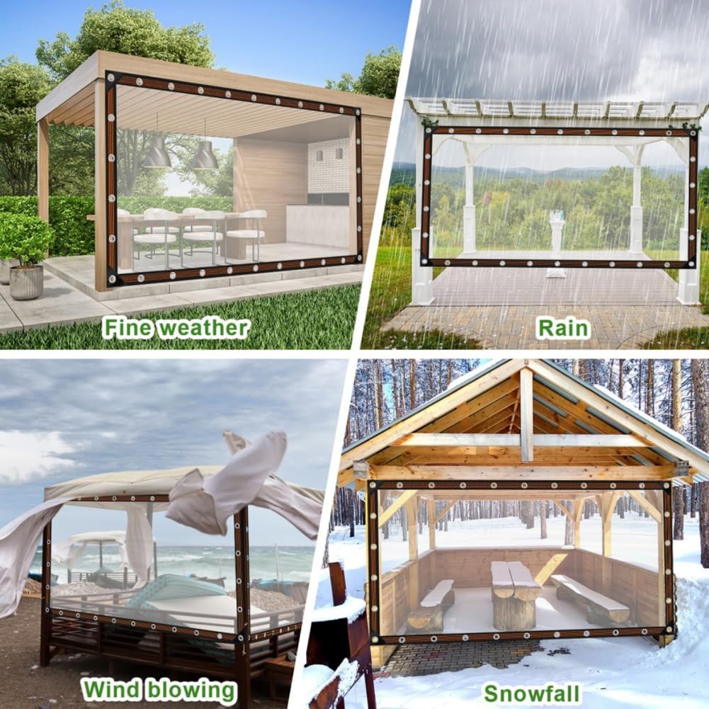 7x10FT Heavy Duty Waterproof PE Tarp Cover - Rainproof Tarp with Metal Grommets, Reinforced Edges & Fasteners for Balcony, Greenhouse, Plant Shield & Outdoor Storage