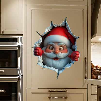 3PCS Festive Decor Santa Face Vinyl Stickers - Smooth 3D Illusion Figure Shape Peel-Off Pack 🎅