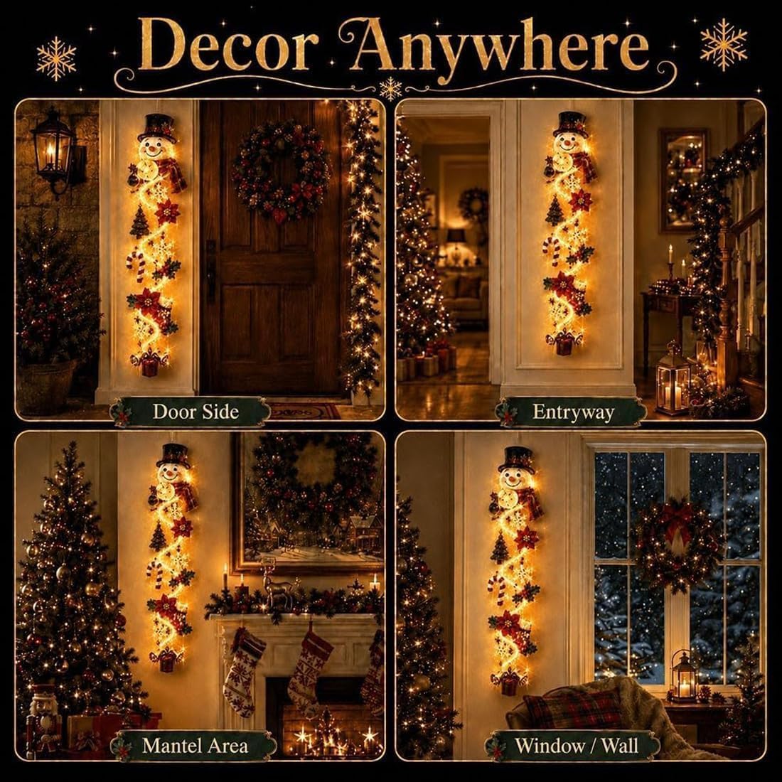 Glowing Christmas Door Hanger, Lighted Vertical Holiday Decor 🎄
