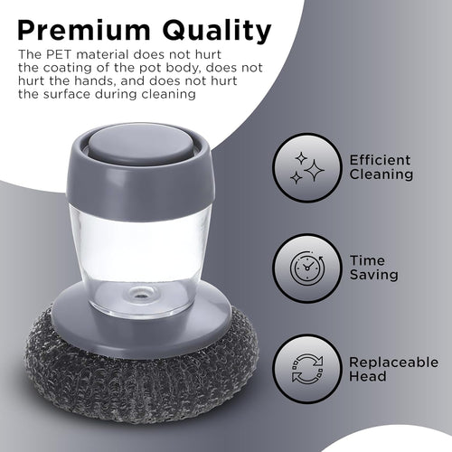 Plastic Auto-Dispense Dish Brush - Multifunctional Pot Scrubber with Lazy Button Design🧼