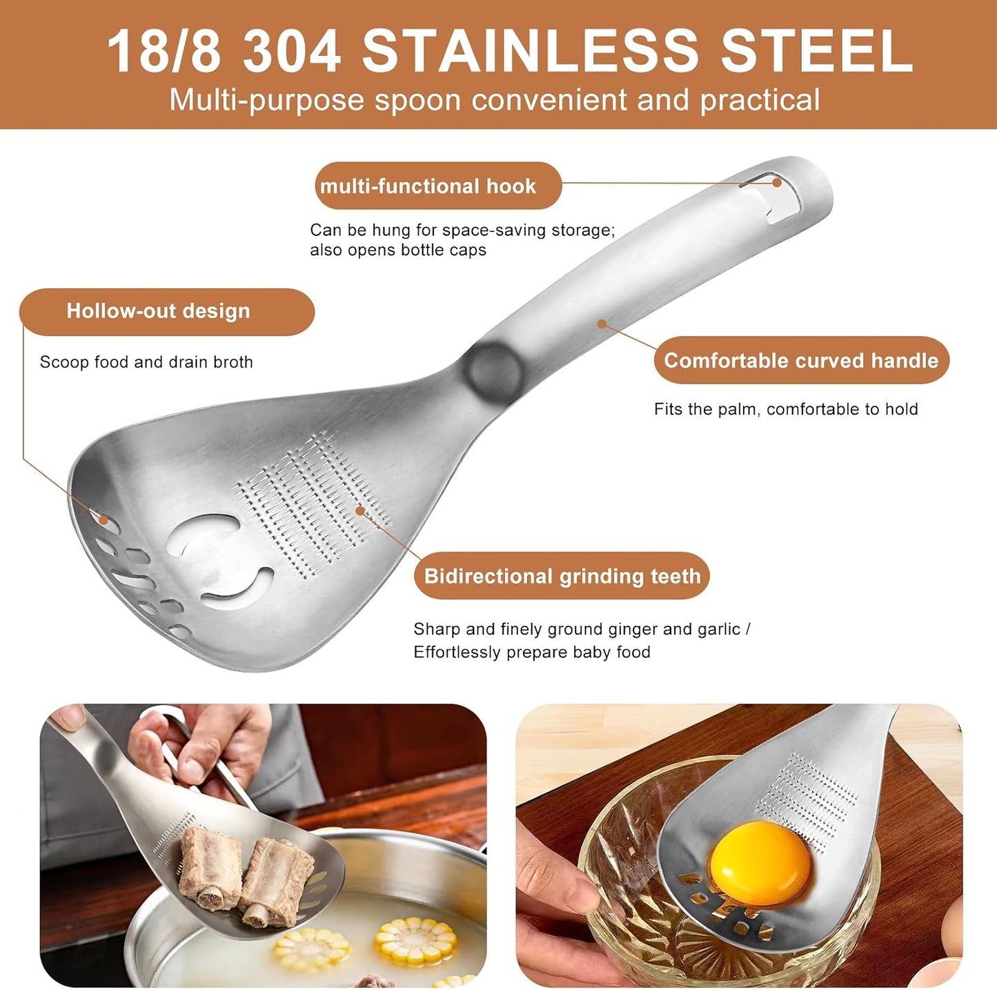 304 Stainless Steel Multi‑Purpose Kitchen Spoon 🥄