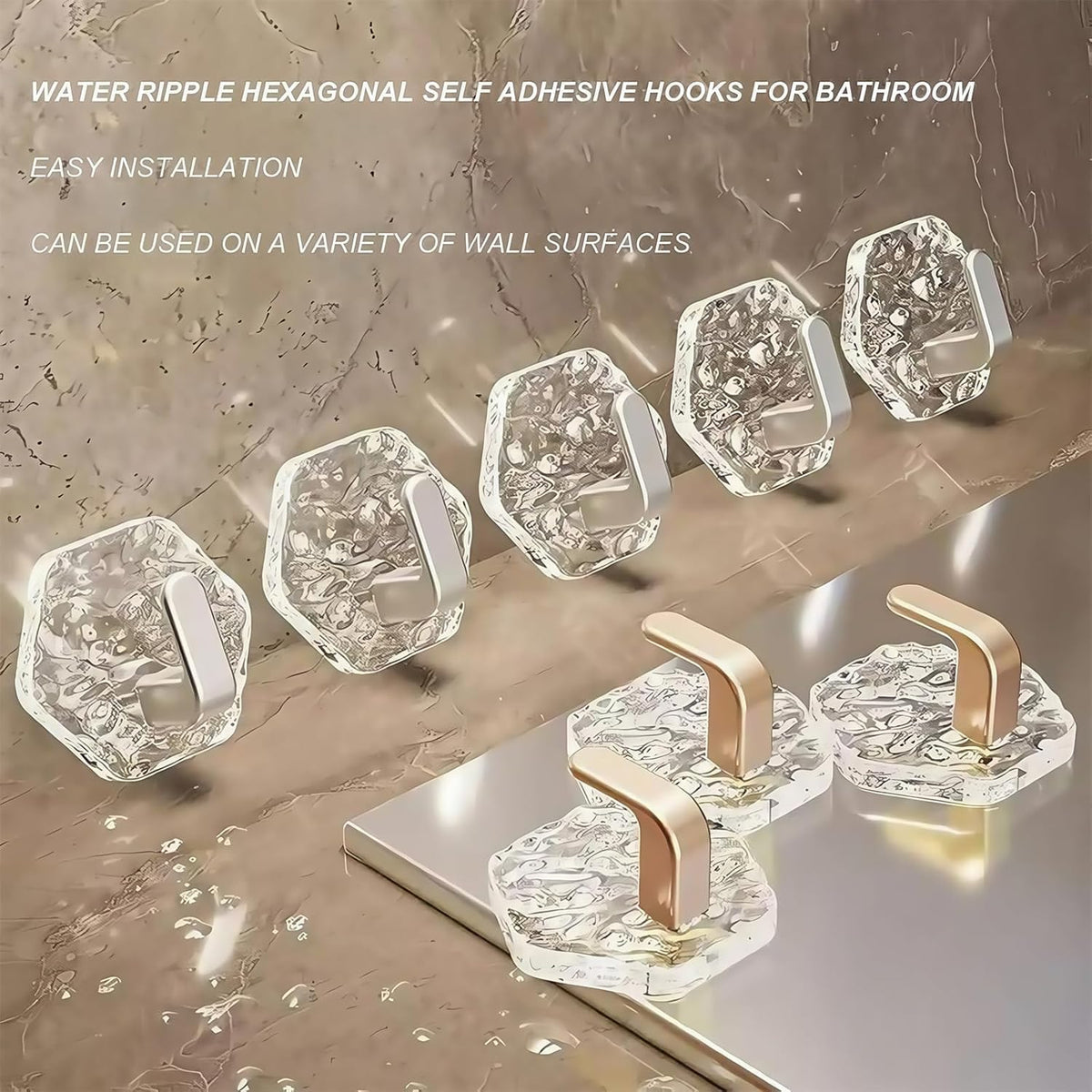AA Self-Adhesive Hooks 10 Pack, Hex Ripple Heavy Duty Hooks 🚿