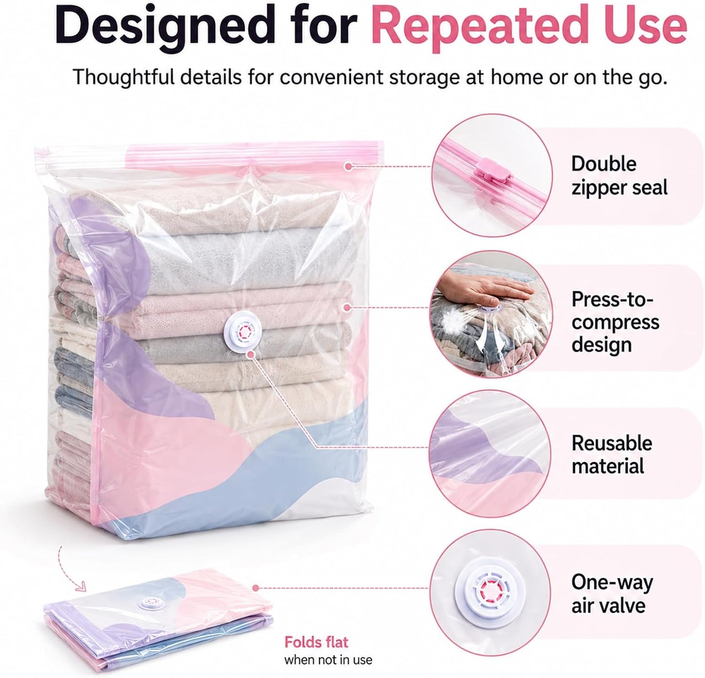 NO-PUMP VACUUM STORAGE BAGS 🧺