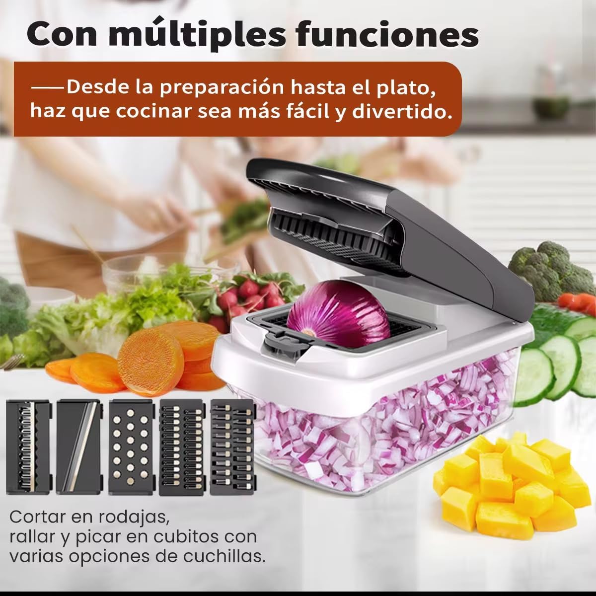 15-in-1 Vegetable Slicer Dicer, 7 Blades Kitchen Chopper