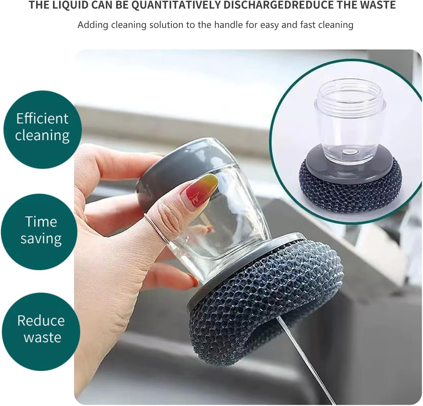 Plastic Auto-Dispense Dish Brush - Multifunctional Pot Scrubber with Lazy Button Design🧼