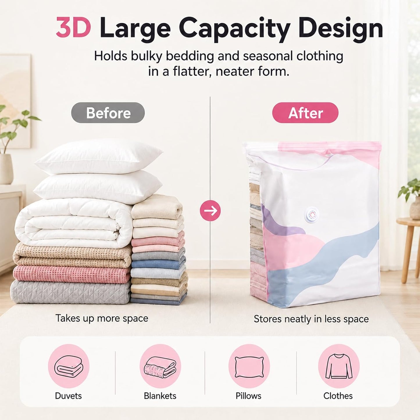 NO-PUMP VACUUM STORAGE BAGS 🧺