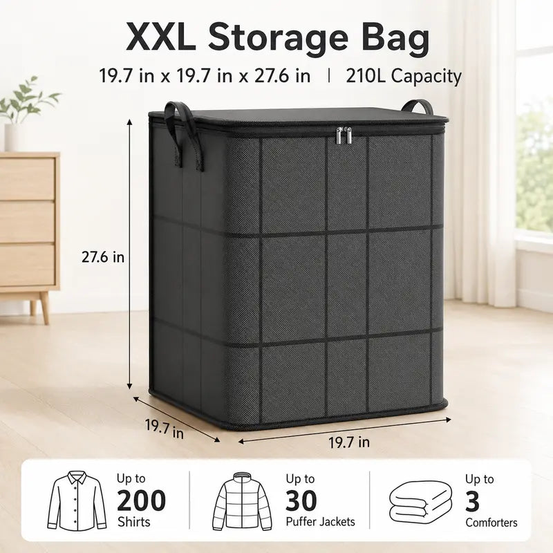 Spacious Moving Storage Bin, Zippered Organizer for Quilts & Clothes📦