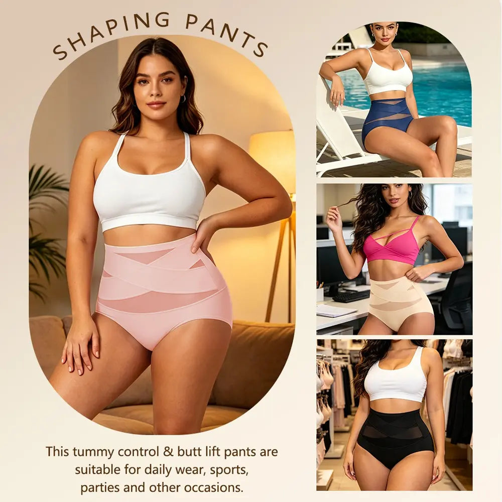 Women's Sheer High Waist Shaping Underwear, Sexy Mesh Shapewear Panty ✨