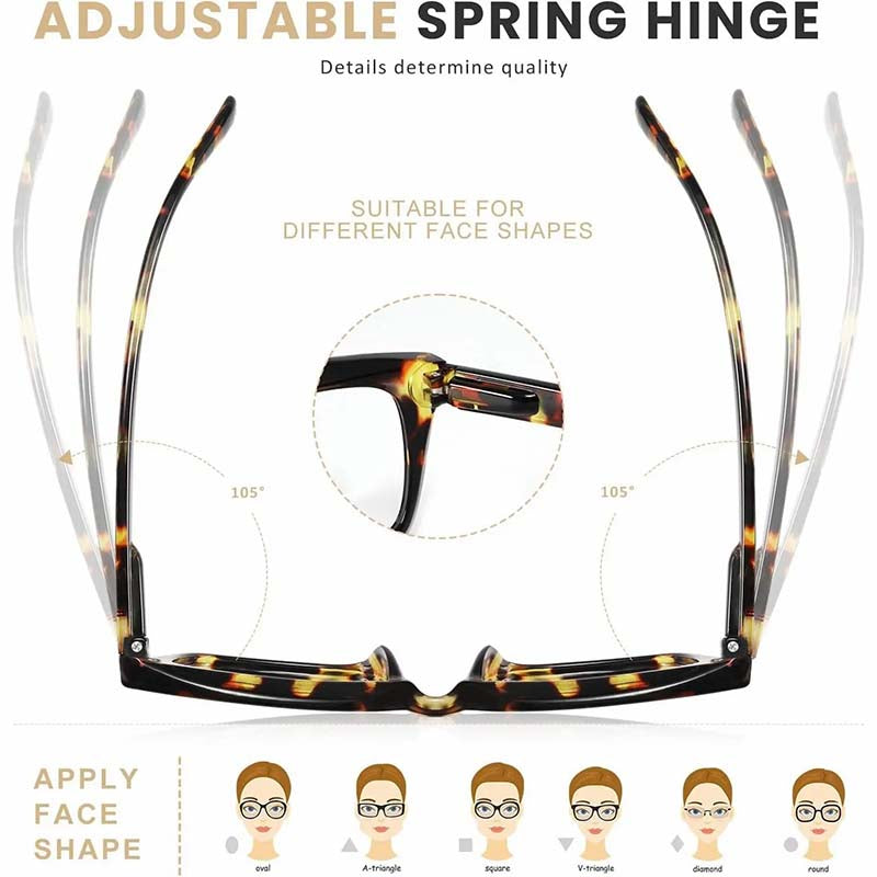 3-Pack Lightweight Tortoiseshell Square Reading Glasses for Women & Men - Blue Light Blocking👓✨