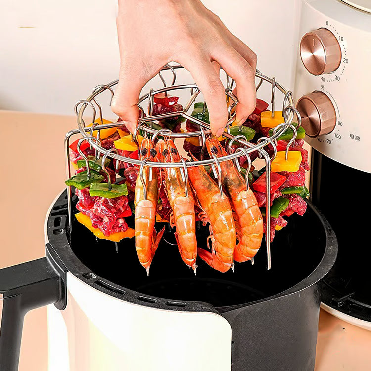 Air Fryer Skewer Rack,Round Grill with Stainless Steel🍢