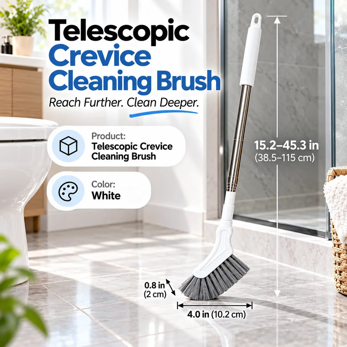 Adjustable Length Stainless Steel Telescopic Long Handle Crevice Cleaning Brush 🧹