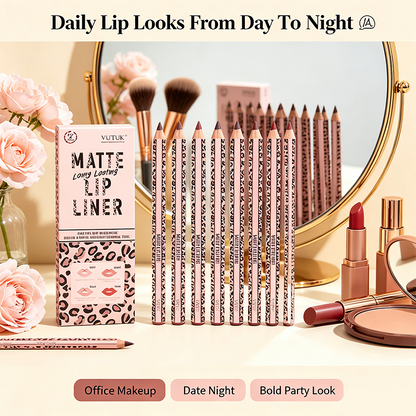 Full 12‑Color Lip Liner Set – Matte High Pigment, Long‑Lasting Non‑Fading 💋