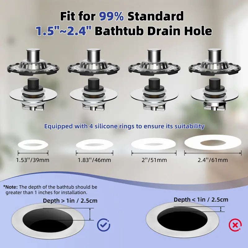3-in-1 Pop-up Sink Stopper - 1 Pack Chrome🚿