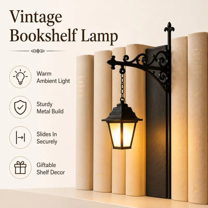 Library Lantern Bookshelf Light, Miniature Hanging Shelf Lamp with Fixed Warm LED Glow🎃