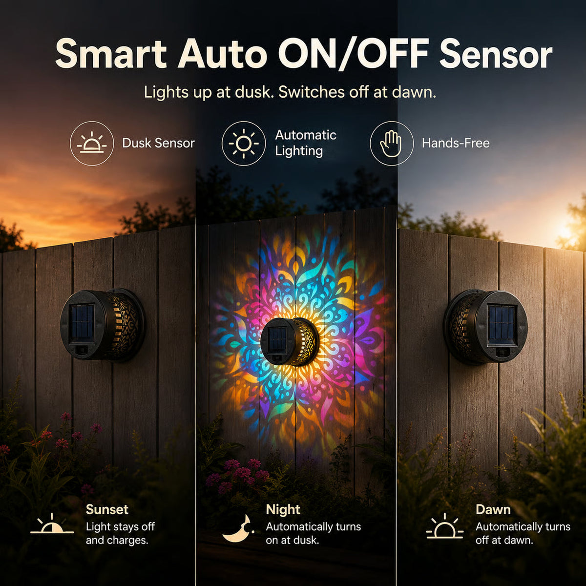 Solar Mandala Projector Outdoor Lights | Waterproof Garden Decor🌈