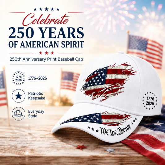 250th Anniversary Print Baseball Cap, Adjustable Unisex Sun Cap⭐
