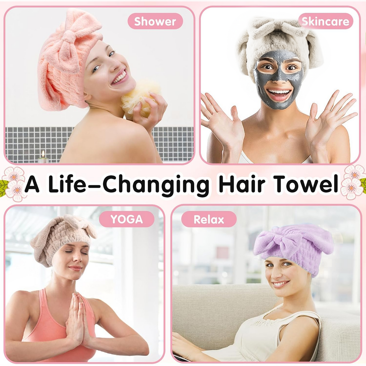 Soft Reusable Hair Wrap With Bow Decor 2PCS🧖