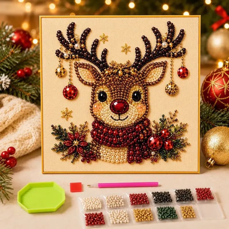 Frameless 3D Beaded Christmas Pearl Diamond Painting🌲
