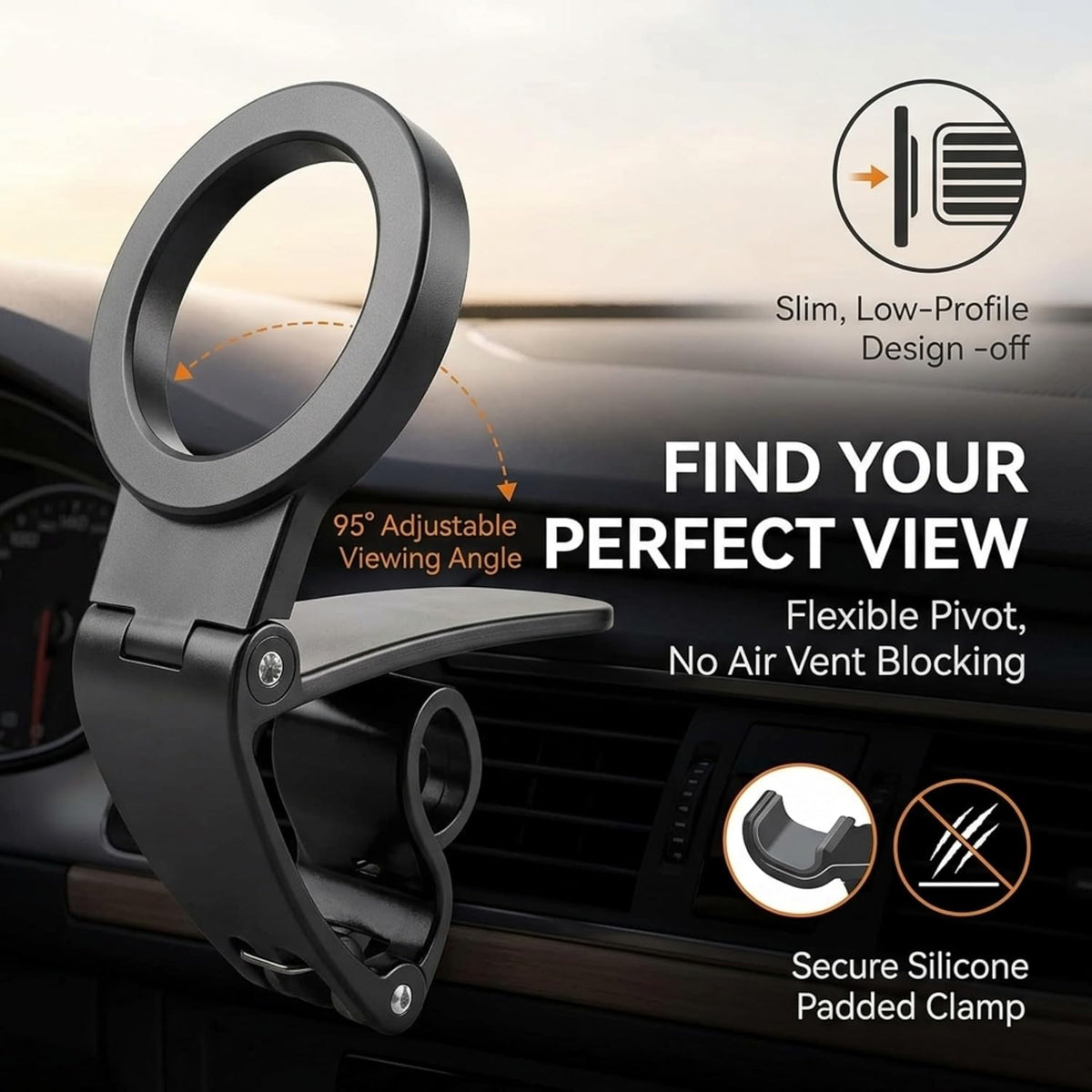 Magnetic Car Phone Holder | Dashboard & Sun Visor Foldable Mount📱