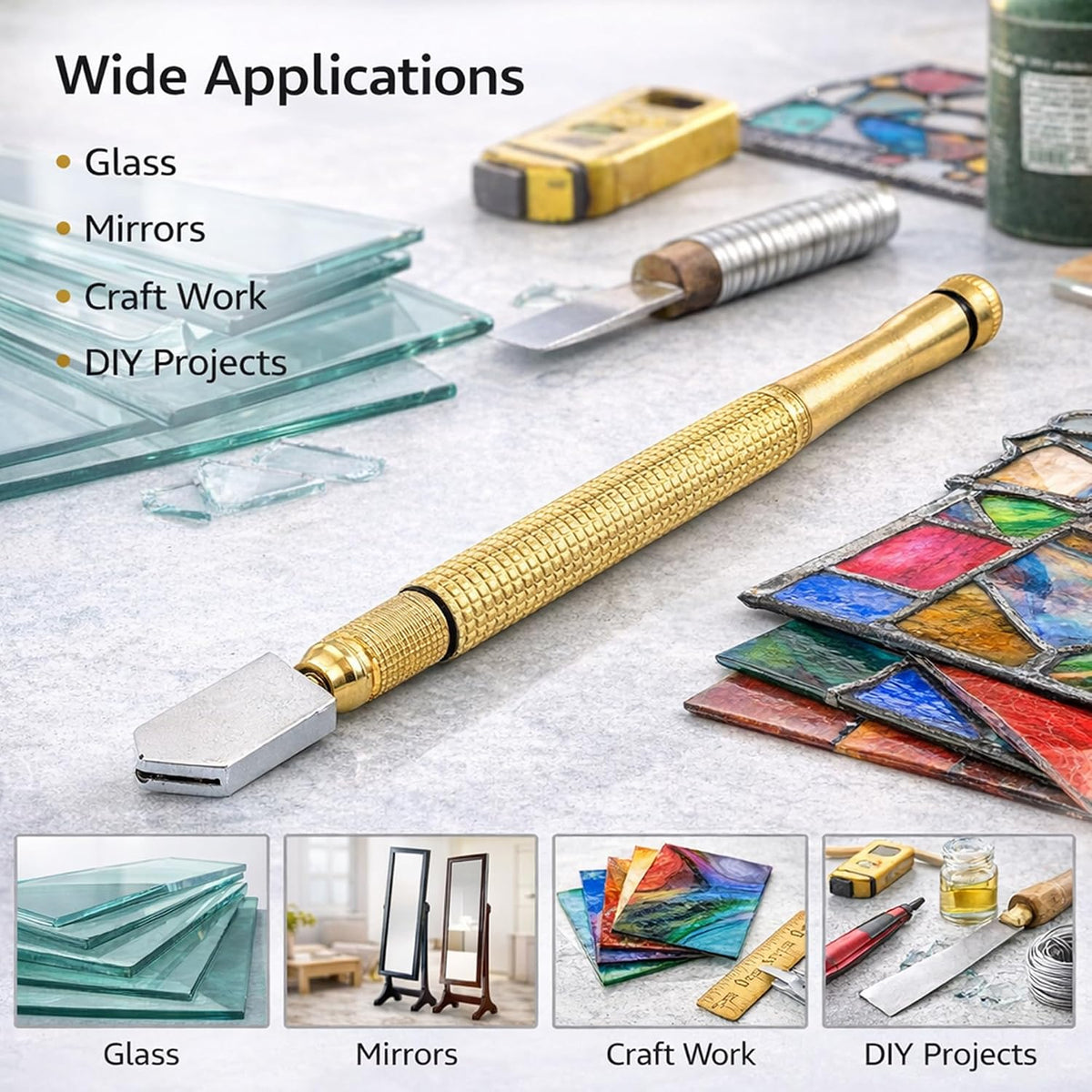 Diamond Head Glass Cutter Tool for 3‑15mm Glass & Mirrors🛠️