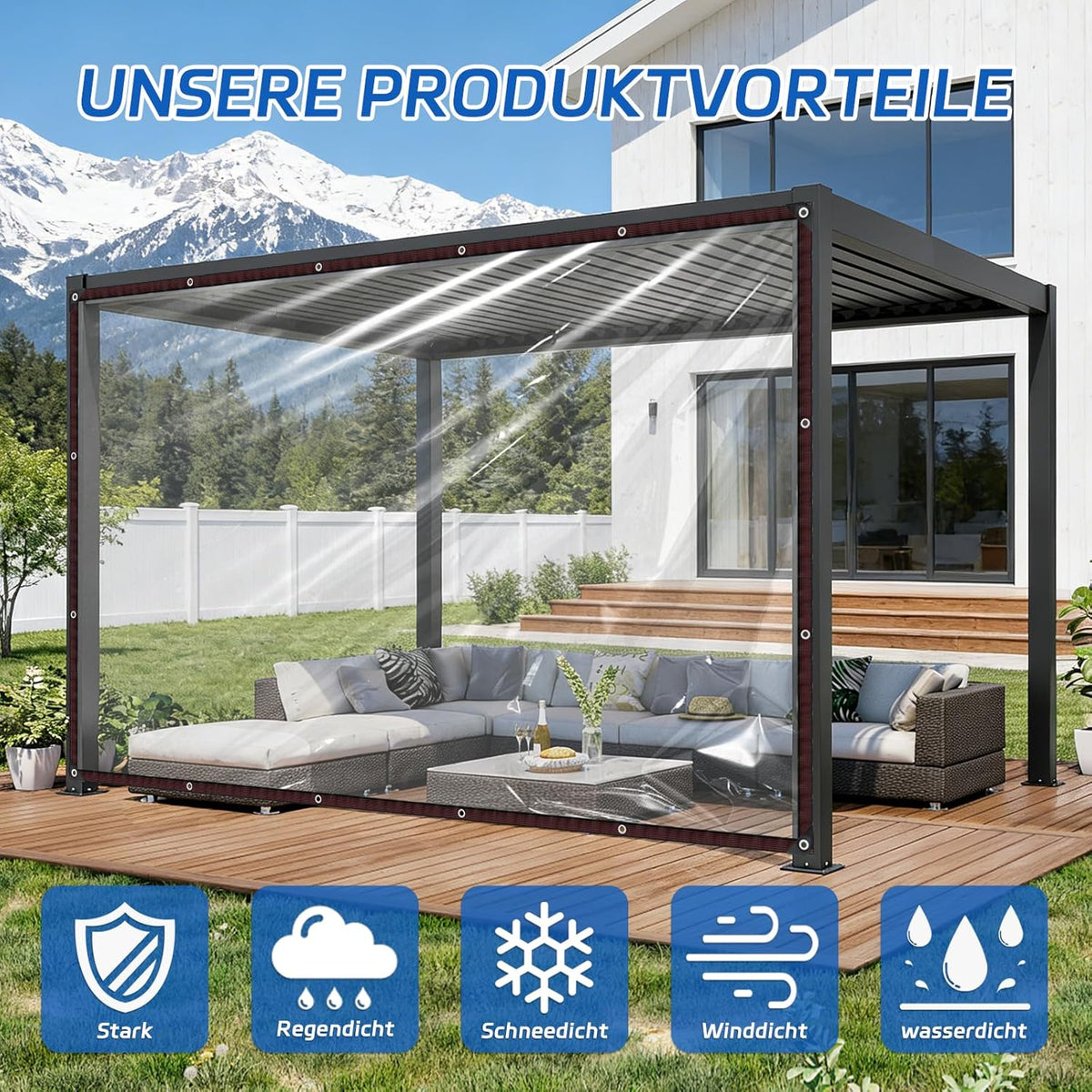 7x10FT Heavy Duty Waterproof PE Tarp Cover - Rainproof Tarp with Metal Grommets, Reinforced Edges & Fasteners for Balcony, Greenhouse, Plant Shield & Outdoor Storage