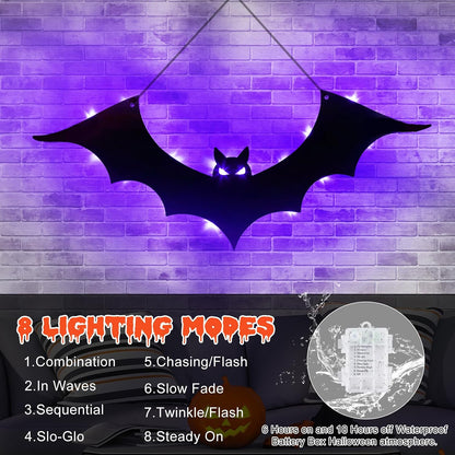 3D Bat Light LED Decorations, Halloween Spooky Ornaments, Bendable Wall Stickers🦇
