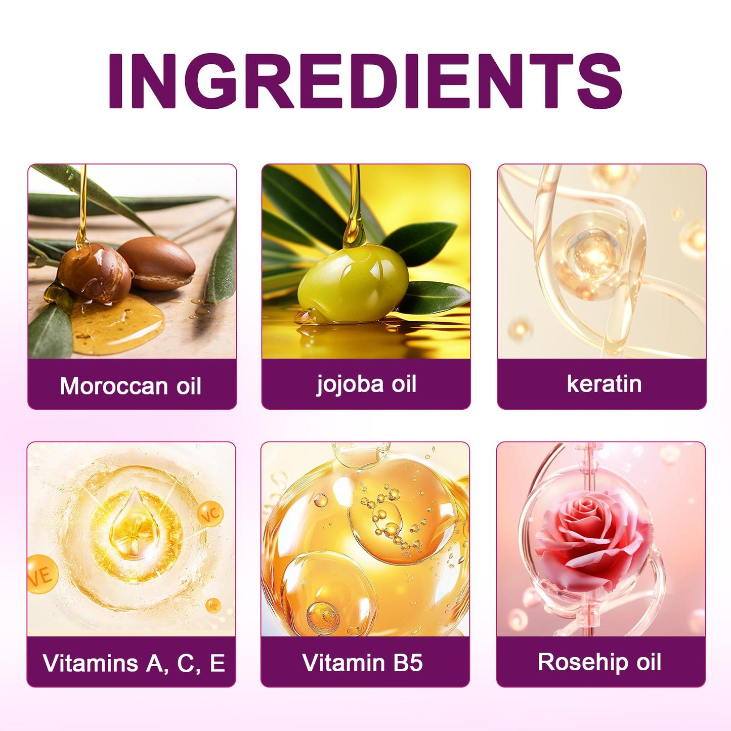 Hair Vitamin Capsules Infused with Violet Vitamins & Argan Oil,40 Capsules💜