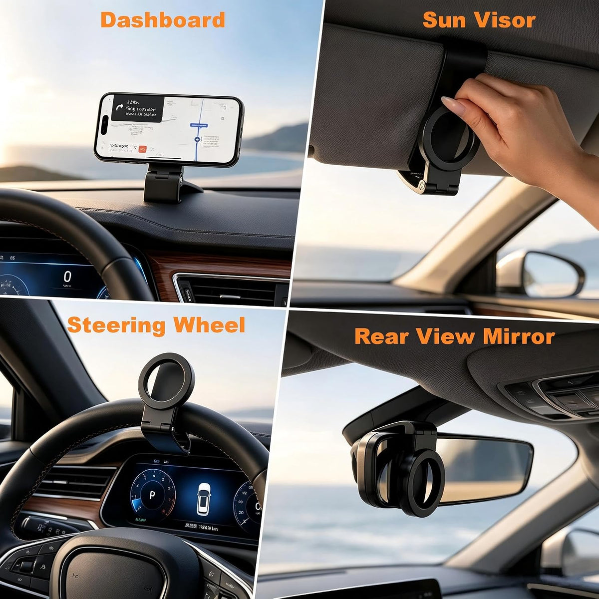 Magnetic Car Phone Holder | Dashboard & Sun Visor Foldable Mount📱