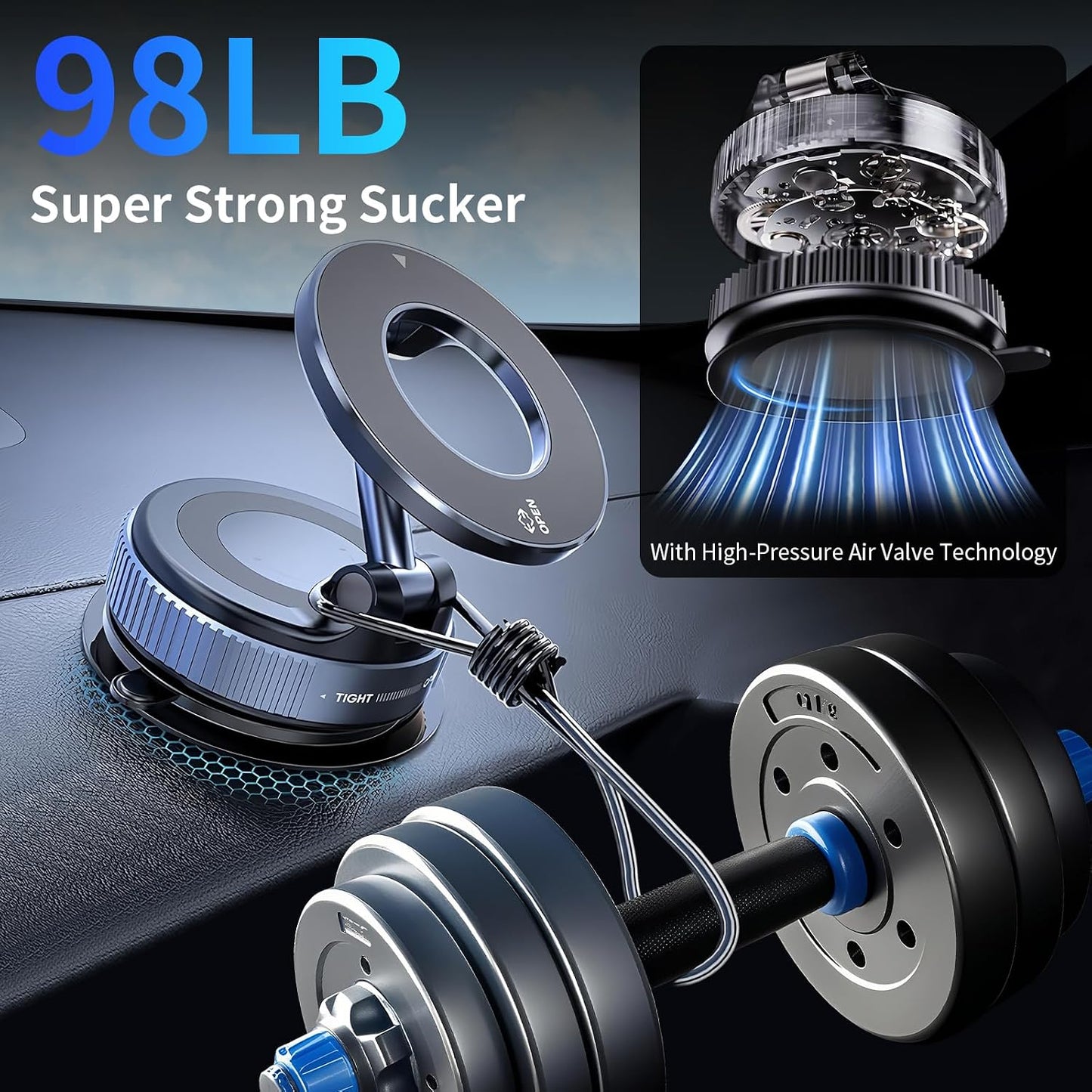 2.0 Foldable Magnetic Car Phone Holder - 20 N52 Magnet🚗