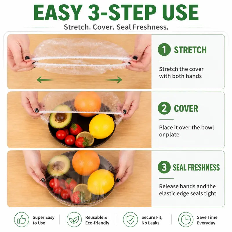 100PCS Disposable Stretch Food Covers for Bowls & Plates🥡