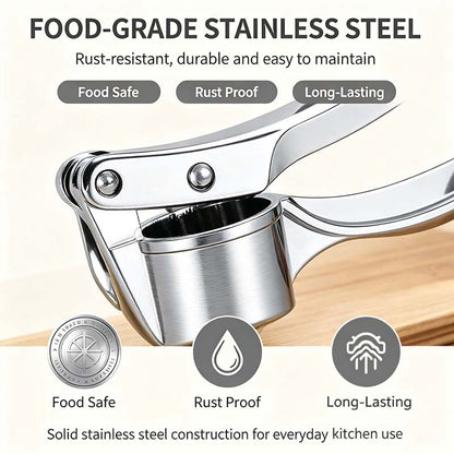 Stainless Steel Garlic Press, Heavy Duty Manual Garlic Crusher Tool🧄