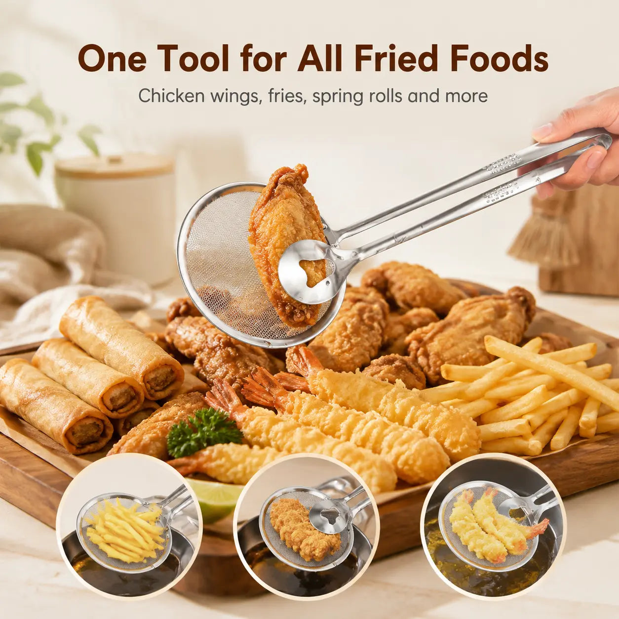 2-in-1 Oil-Frying Filter Clip, Kitchen Food Strainer Tongs for Fried Food🍟✨
