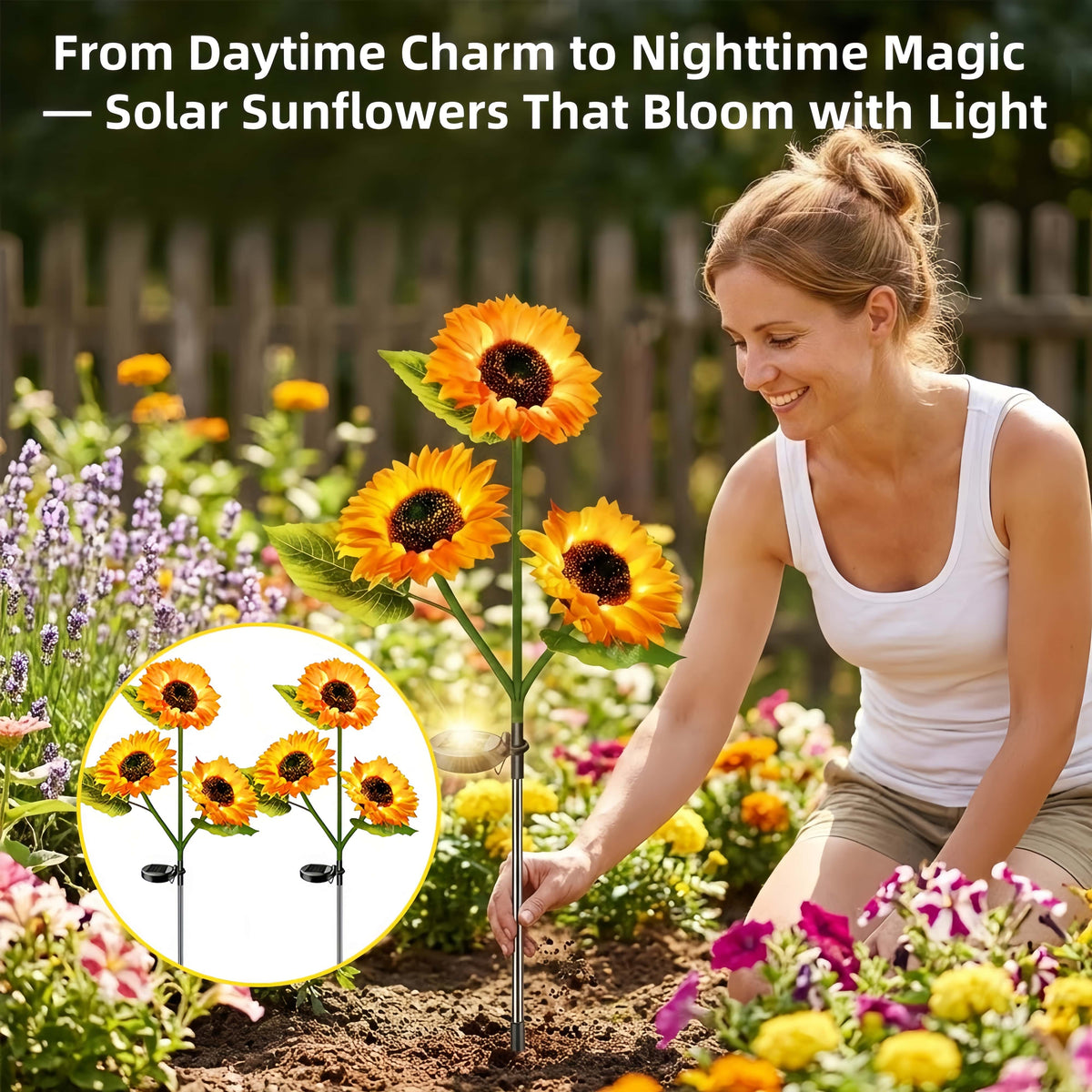 🌻Solar Sunflower Garden Lights – Realistic LED Flower Stakes