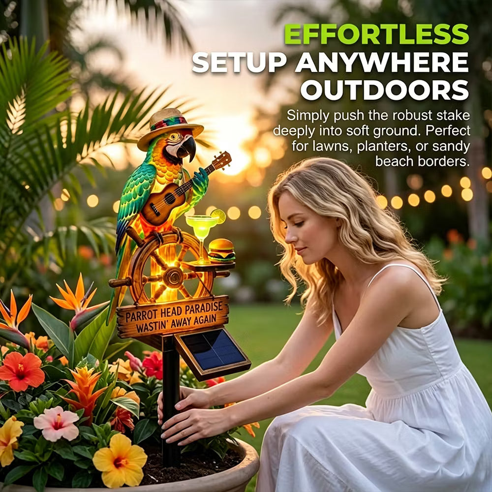 🌴 "Tropical State of Mind" Solar-Powered Parrot Light-All-Day Vacation Vibe 🌅