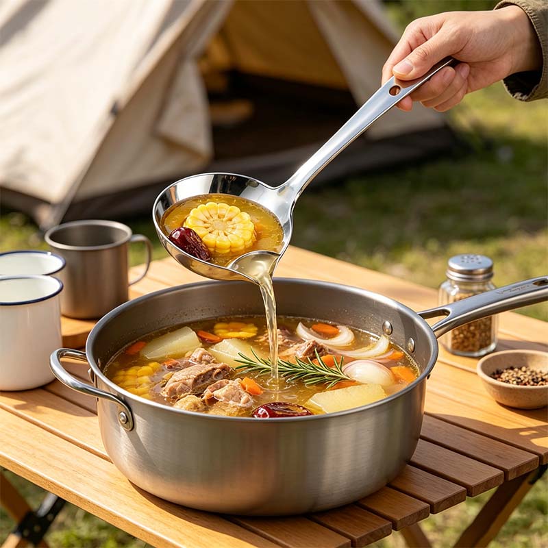 Stainless Steel Oil Separator Ladle - Mirror Polished, Ergonomic Handle Kitchen Gadget 🥣
