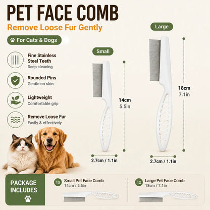 Pet Face Comb Set for Cats & Dogs, Fine Tooth Stainless Steel Grooming Comb🐱🪮