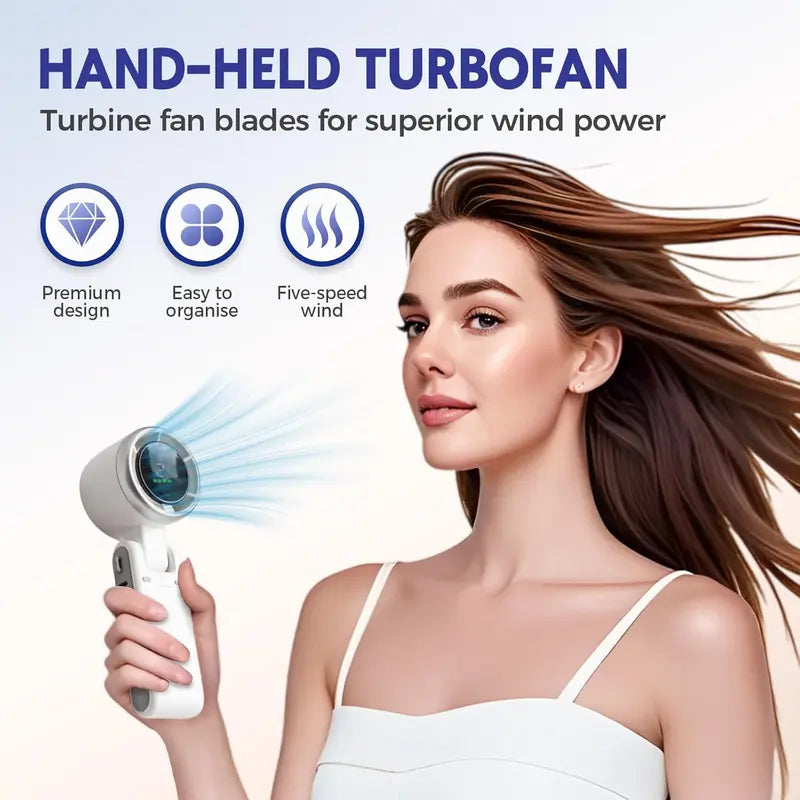 Portable 5-Speed Turbine Fan Rechargeable Handheld Cooler🌬️