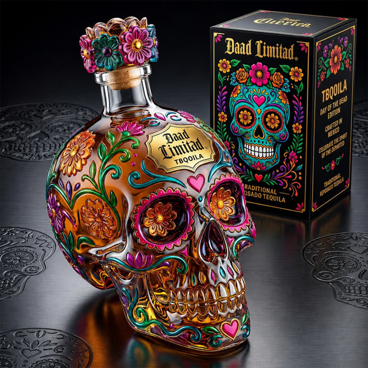 💀 Day of the Dead Style Tequila Decanter Bottle