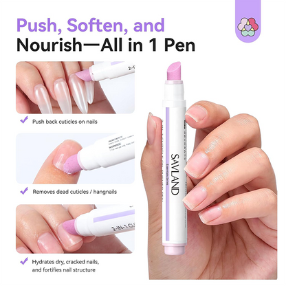 2-Pack  2-In-1 Cuticle Remover Pen Ceramic 45° Tip Lemon Oil💅