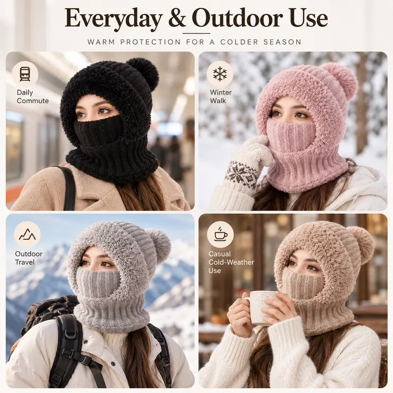 Girls' 3-in-1 Fleece Winter Balaclava - Keep Warm Face Covers & Mask with Hat 🧶