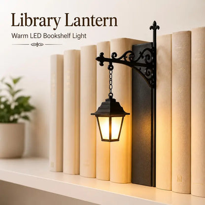 Library Lantern Bookshelf Light, Miniature Hanging Shelf Lamp with Fixed Warm LED Glow🎃