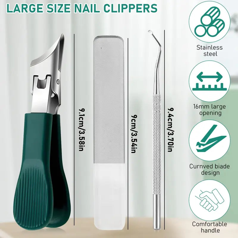 Three-Piece Set of Beak-Shaped Nail Clippers with Ergonomic Design
